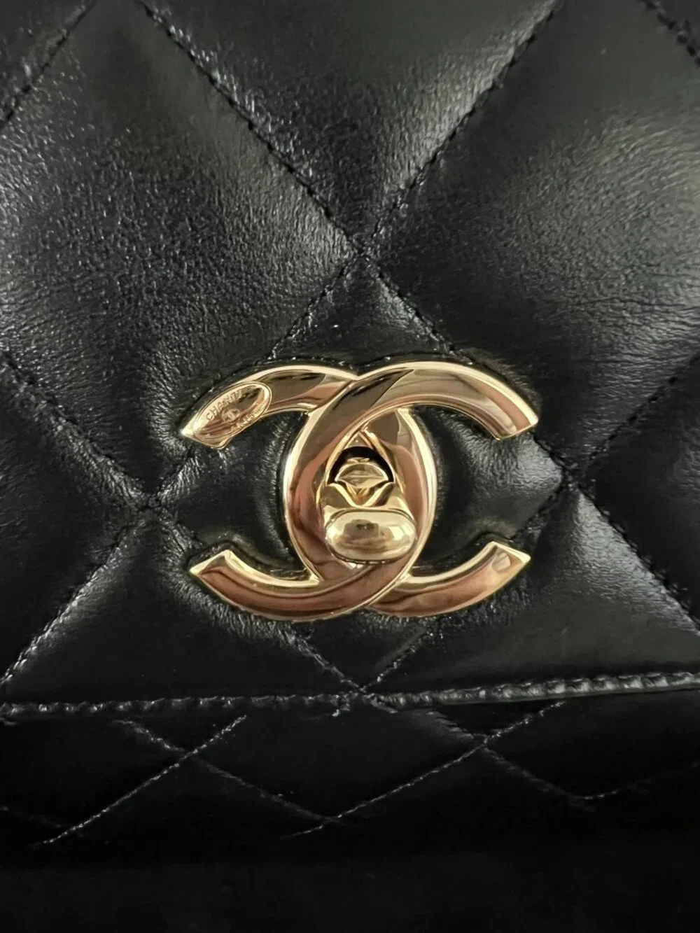 Lambskin Quilted Small Trendy CC Dual Handle Flap Bag Black